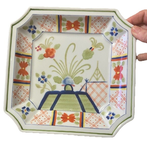 Vintage Andrea By Sade Chinoiserie Tray Oriental Floral Dish k Japan 8726 - Picture 2 of 12